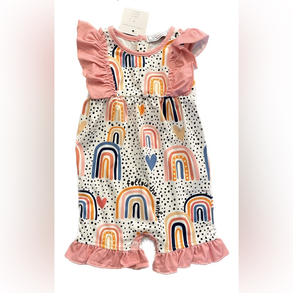 Little Millie 'Follow the Rainbow' Angel-Sleeve Romper